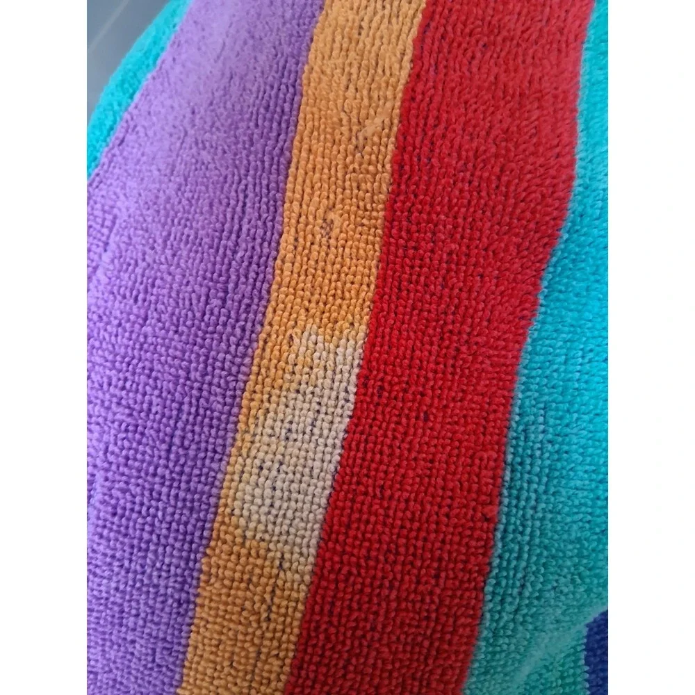 Cecil Saydah Sunbrights Oversized Beach Towel Blanket 32x60 Rainbow Stripes